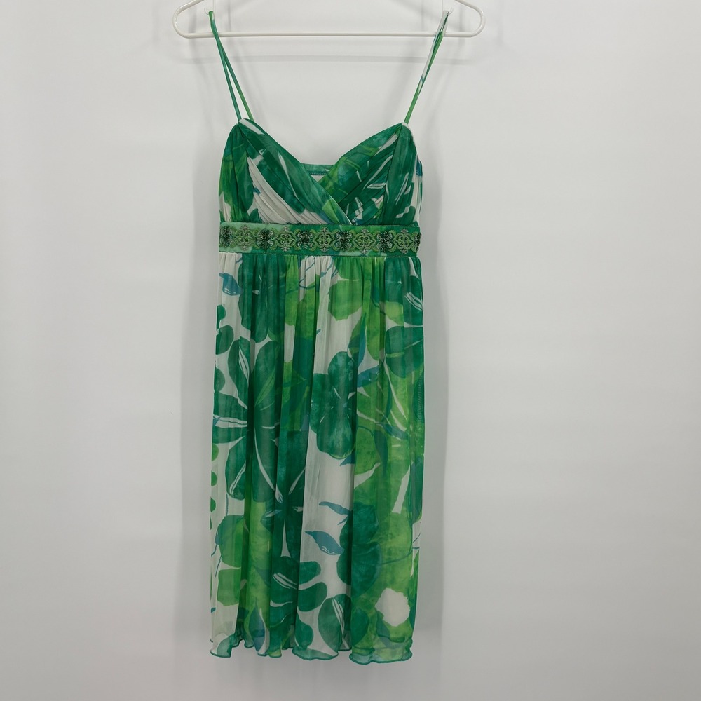 City Triangles Dress Womens S Green Floral Chiffon‎ Empire Waist Fairycore Y2K
